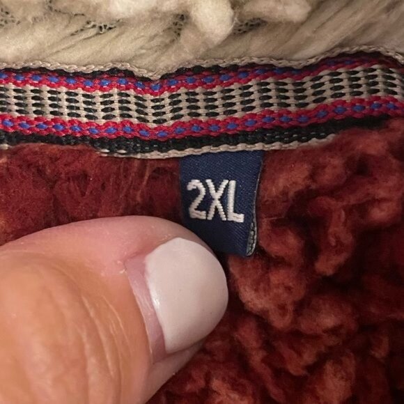 Live Oak Brand Womens Rust Red Sherpa Pullover 1/4 Zip Fleece Sweater Size 2XL - Picture 6 of 7